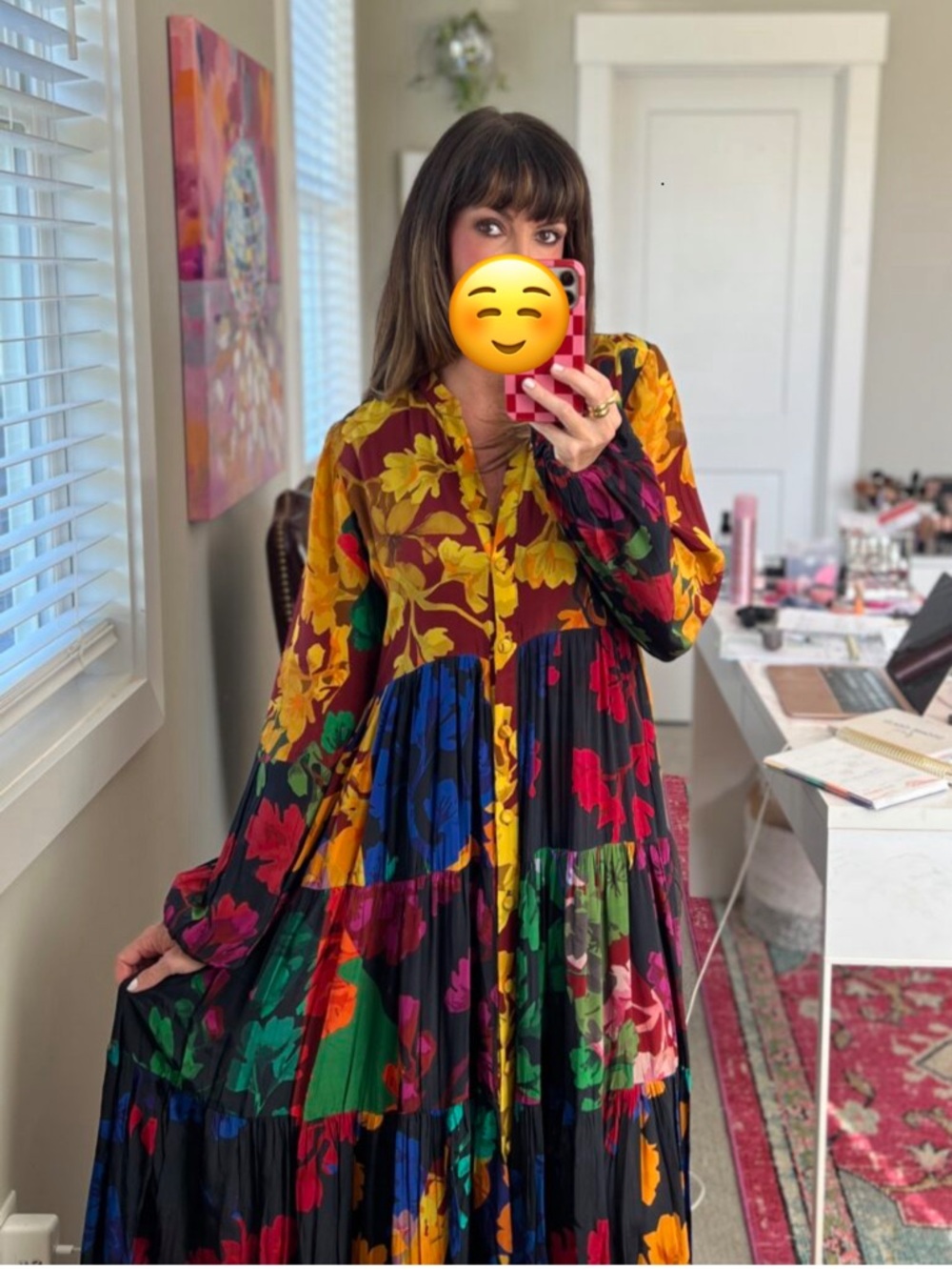 Anthropologie Siddhartha Bansal Mixed Print Button Front Maxi Dress Size XXS - Picture 7 of 9